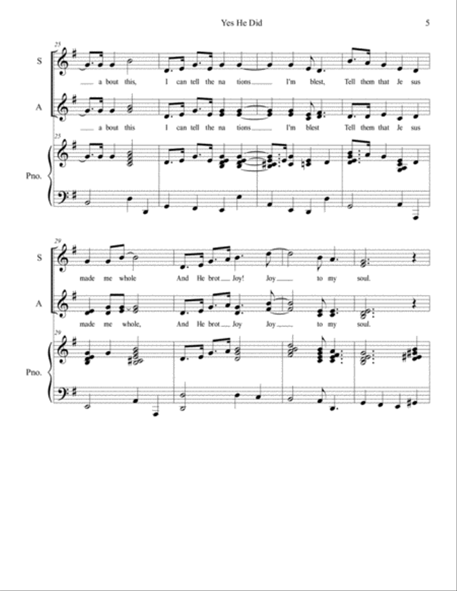 Yes! He Did! SSA Choir Intermediate SSA scores gallery preview page 5