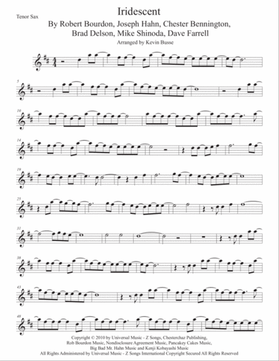 Iridescent Tenor Saxophone scores gallery preview page 1