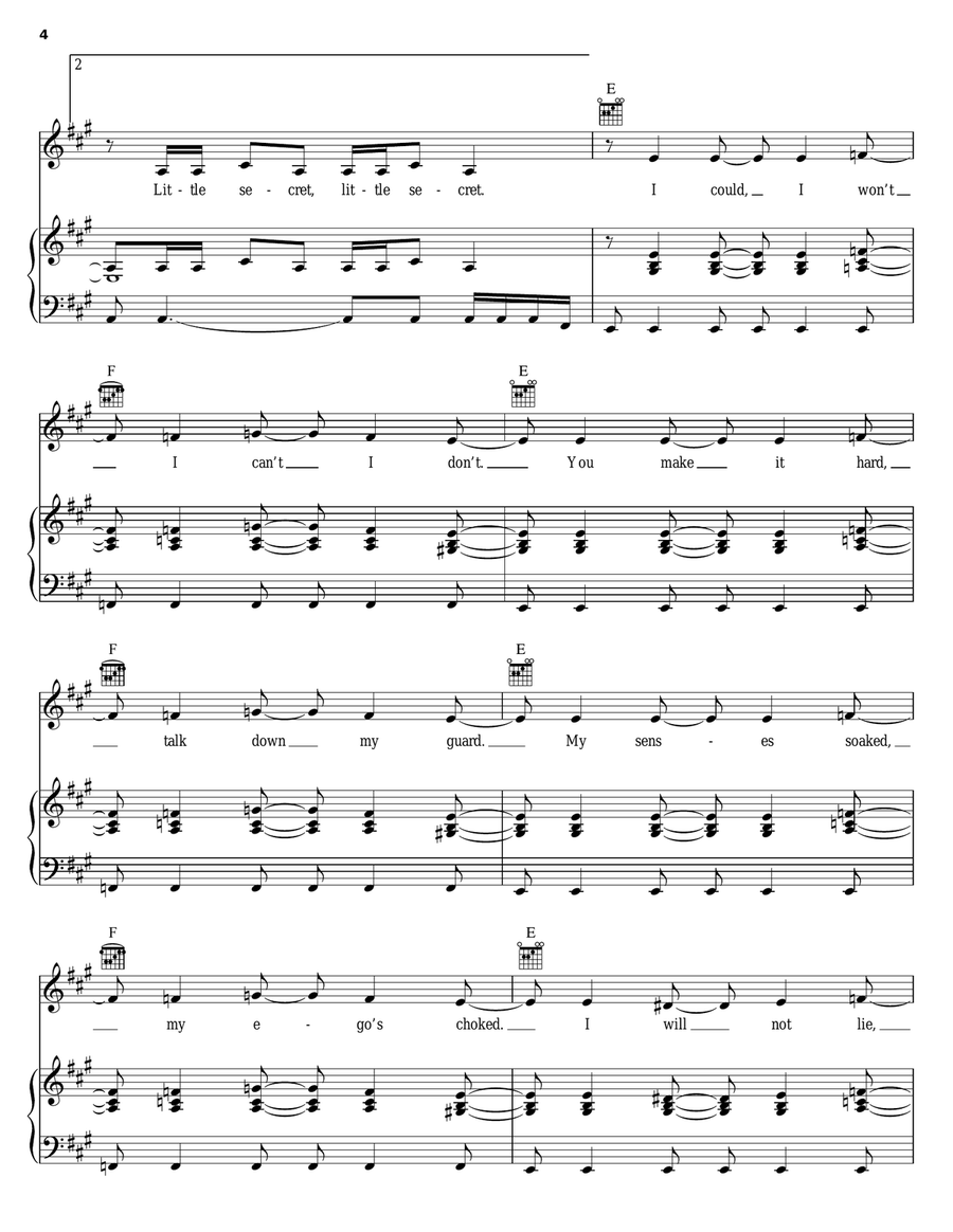 Your Little Secret Piano, Vocal, Guitar scores gallery preview page 4