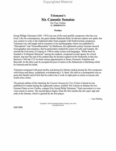 Six Canonic Sonatas