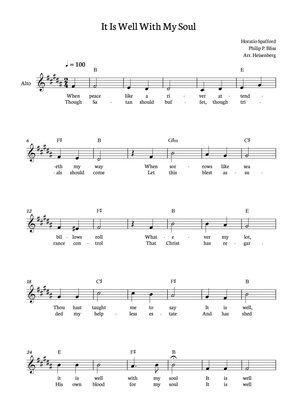 It Is Well With My Soul - Alto in B with lyrics and chords
