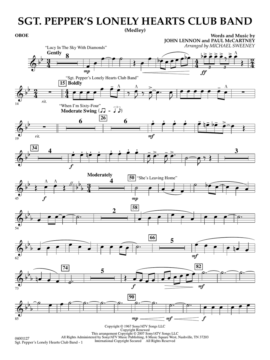 Sgt. Pepper's Lonely Hearts Club Band (Medley) (arr. Michael Sweeney) - Oboe