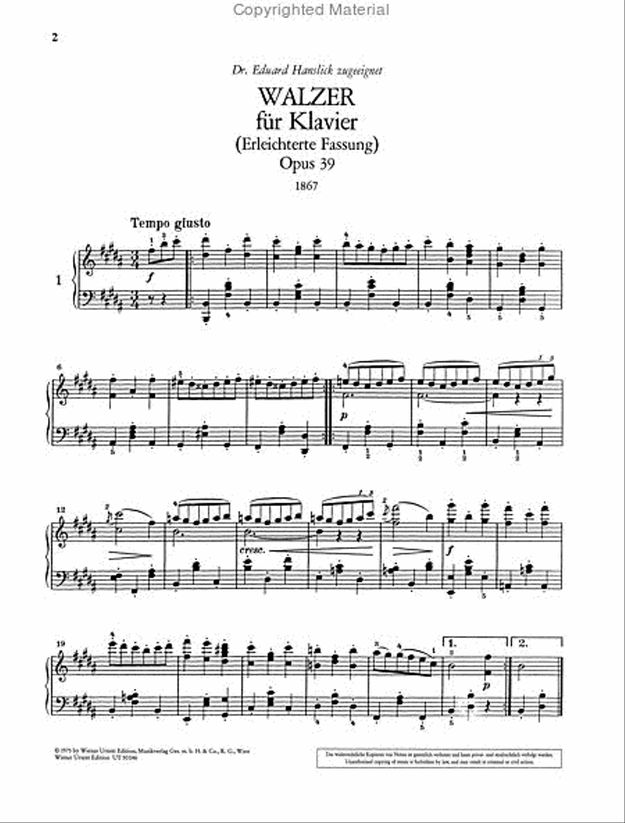 Waltzes, Op. 39, simplified version by the composer Chamber Music scores gallery preview page 2
