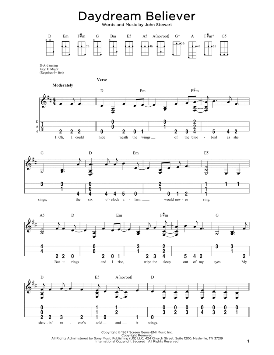 Daydream Believer Dulcimer scores gallery preview page 1