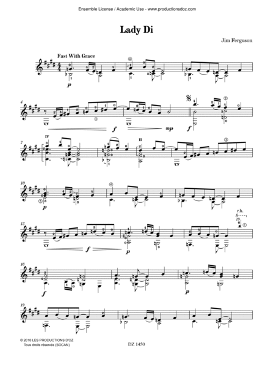 Lady Di Classical Guitar scores gallery preview page 2