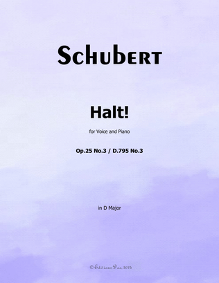 Halt! by Schubert, Op.25 No.3, in D Major