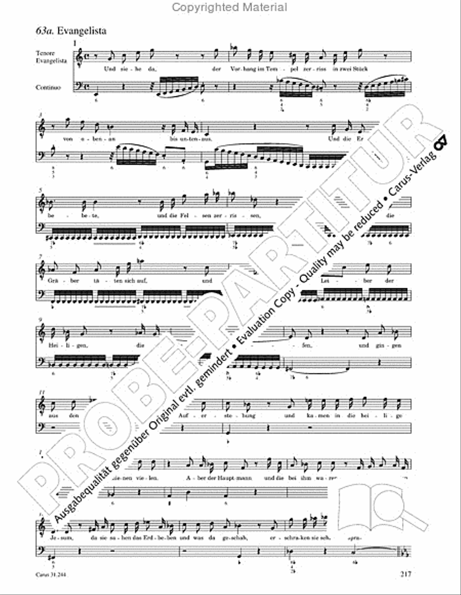 St. Matthew Passion (Matthaus-Passion) 4-Part scores gallery preview page 219