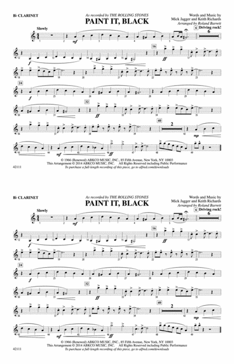 Paint It, Black: 1st B-flat Clarinet