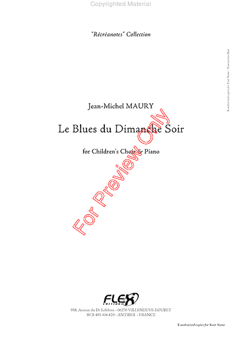Le Blues Du Dimanche Soir - Piano Reduction image number null