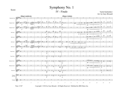Symphony No. 1, Finale Saxophone - Sheet Music