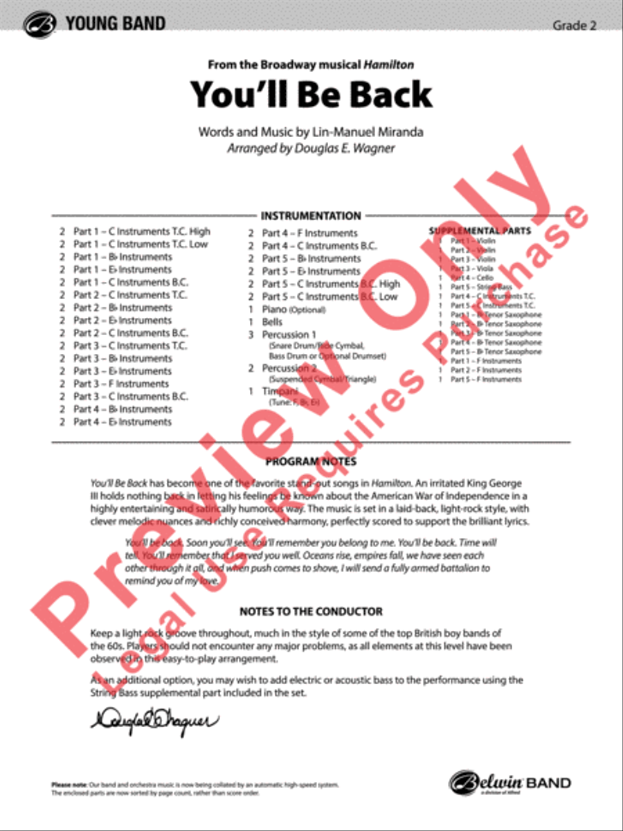 You'll Be Back Concert Band scores gallery preview page 2