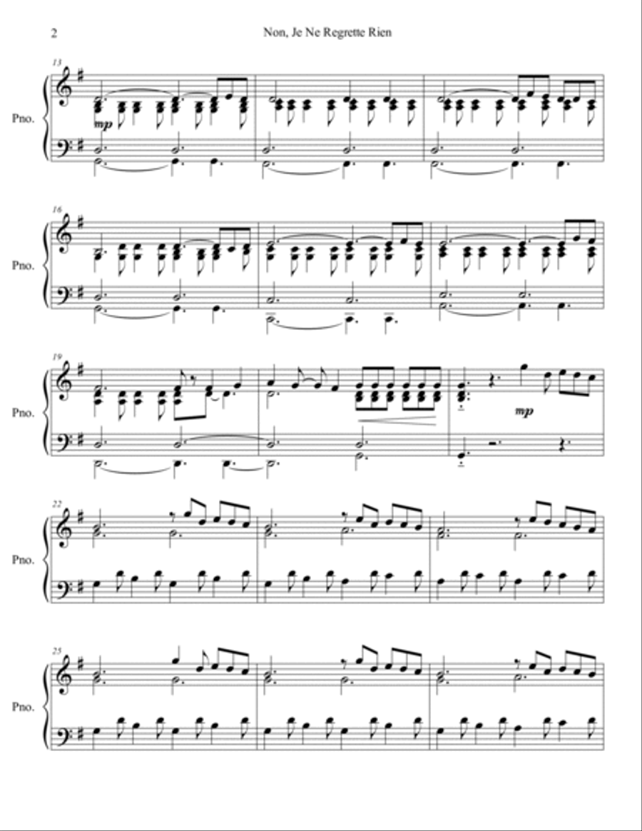 Non, Je Ne Regrette Rien Non, Je Ne Regrette Rien Piano Solo scores gallery preview page 3