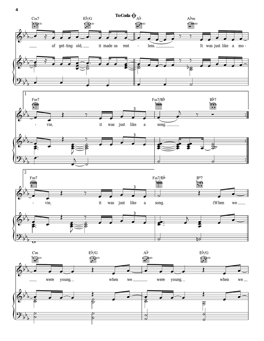 When We Were Young Piano, Vocal, Guitar scores gallery preview page 4