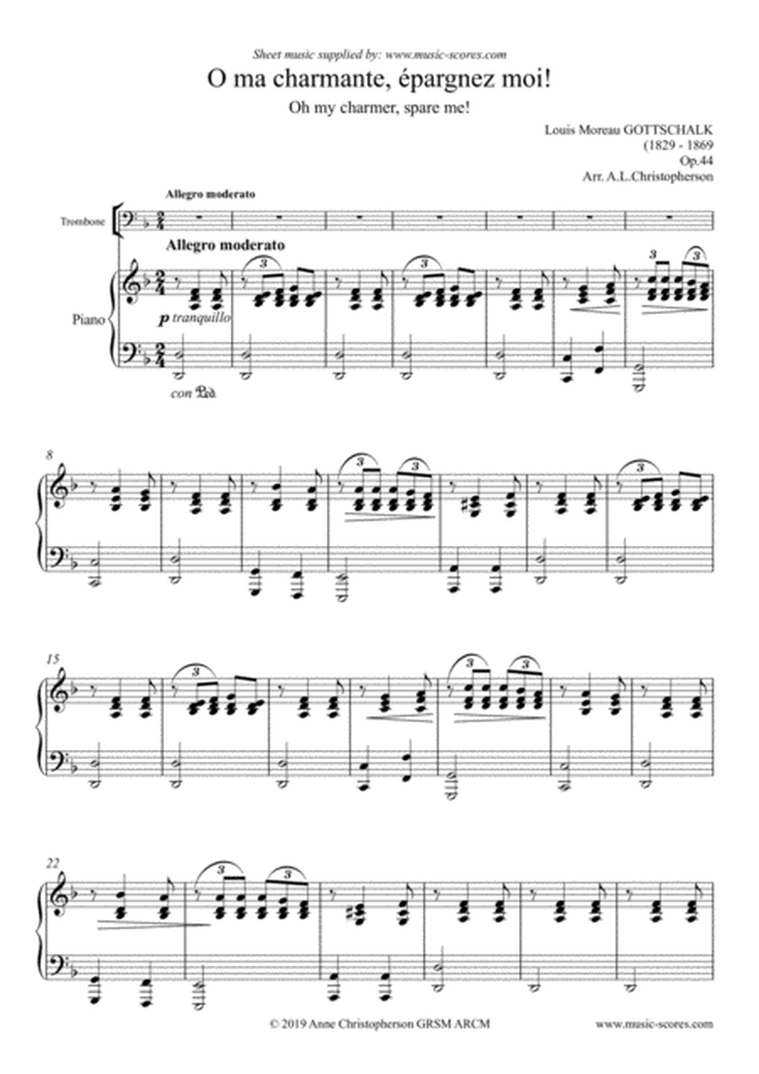 O ma charmante, épargnez moi - Trombone and Piano image number null