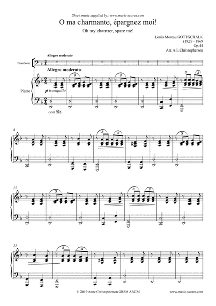 O ma charmante, épargnez moi - Trombone and Piano image number null