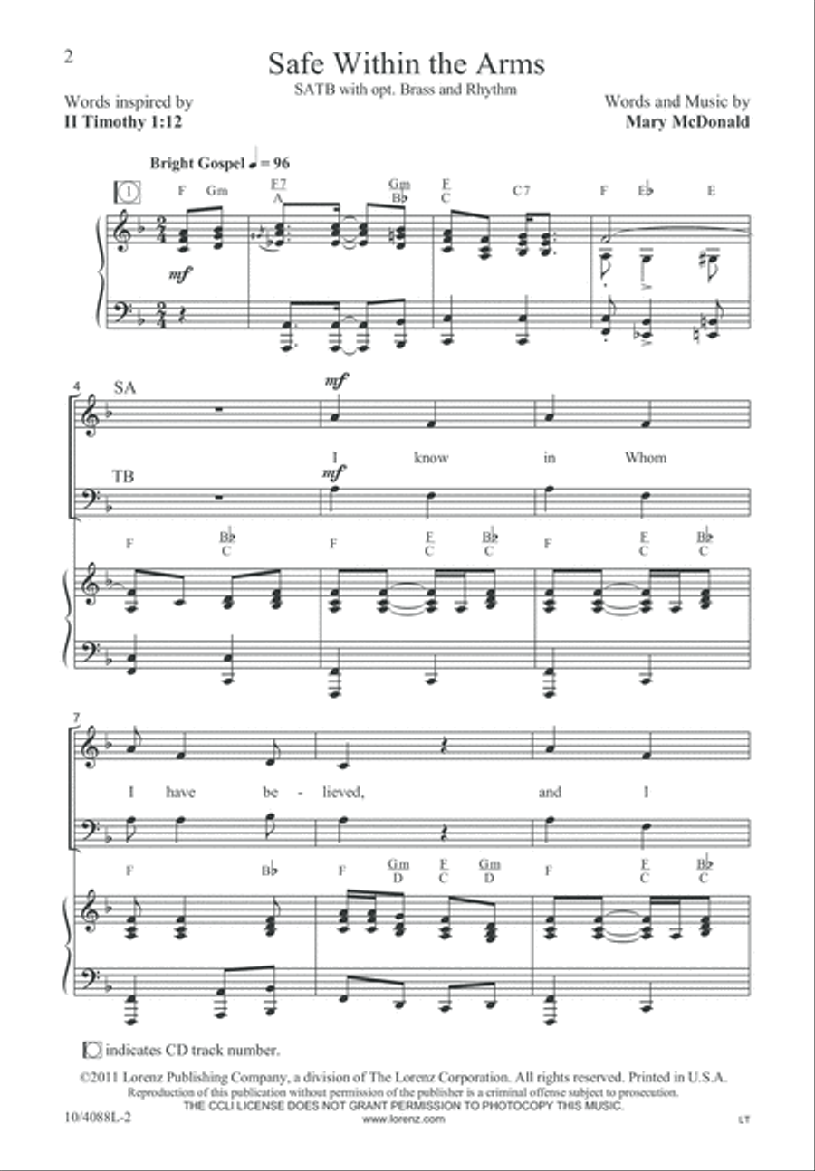Safe Within the Arms 4-Part scores gallery preview page 2