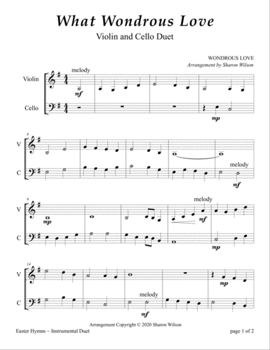 What Wondrous Love Is This (for String Duet – Violin and Cello) String Duet scores gallery preview page 3