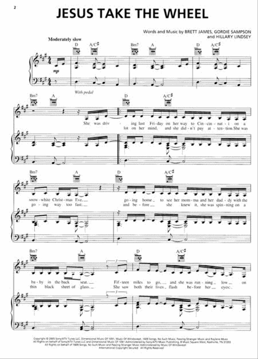Jesus Take the Wheel Piano, Vocal, Guitar scores gallery preview page 2