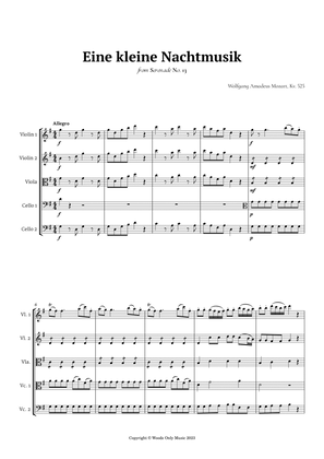 Eine kleine Nachtmusik by Mozart for String Quintet