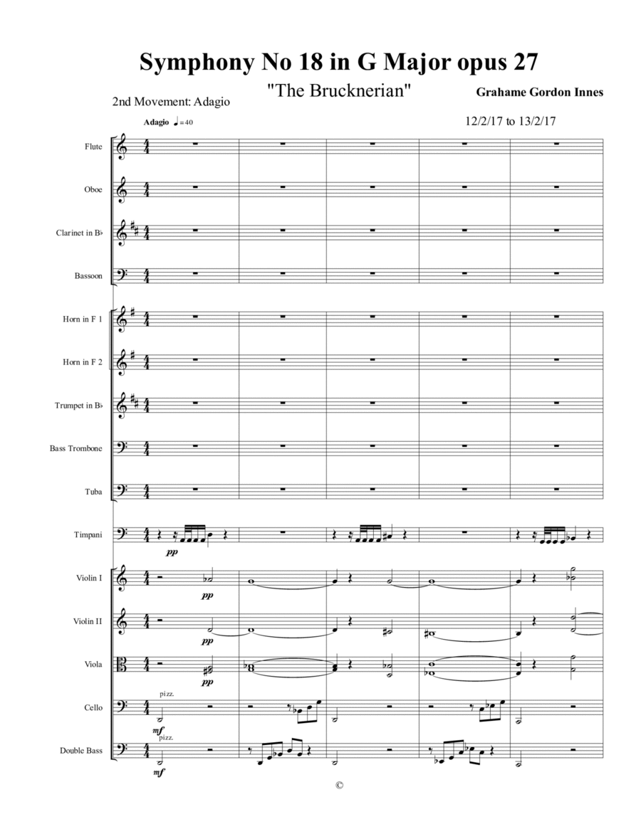 Symphony No 18 in G Major "The Brucknerian" Opus 27 - 2nd Movement (2 of 4) - Score Only