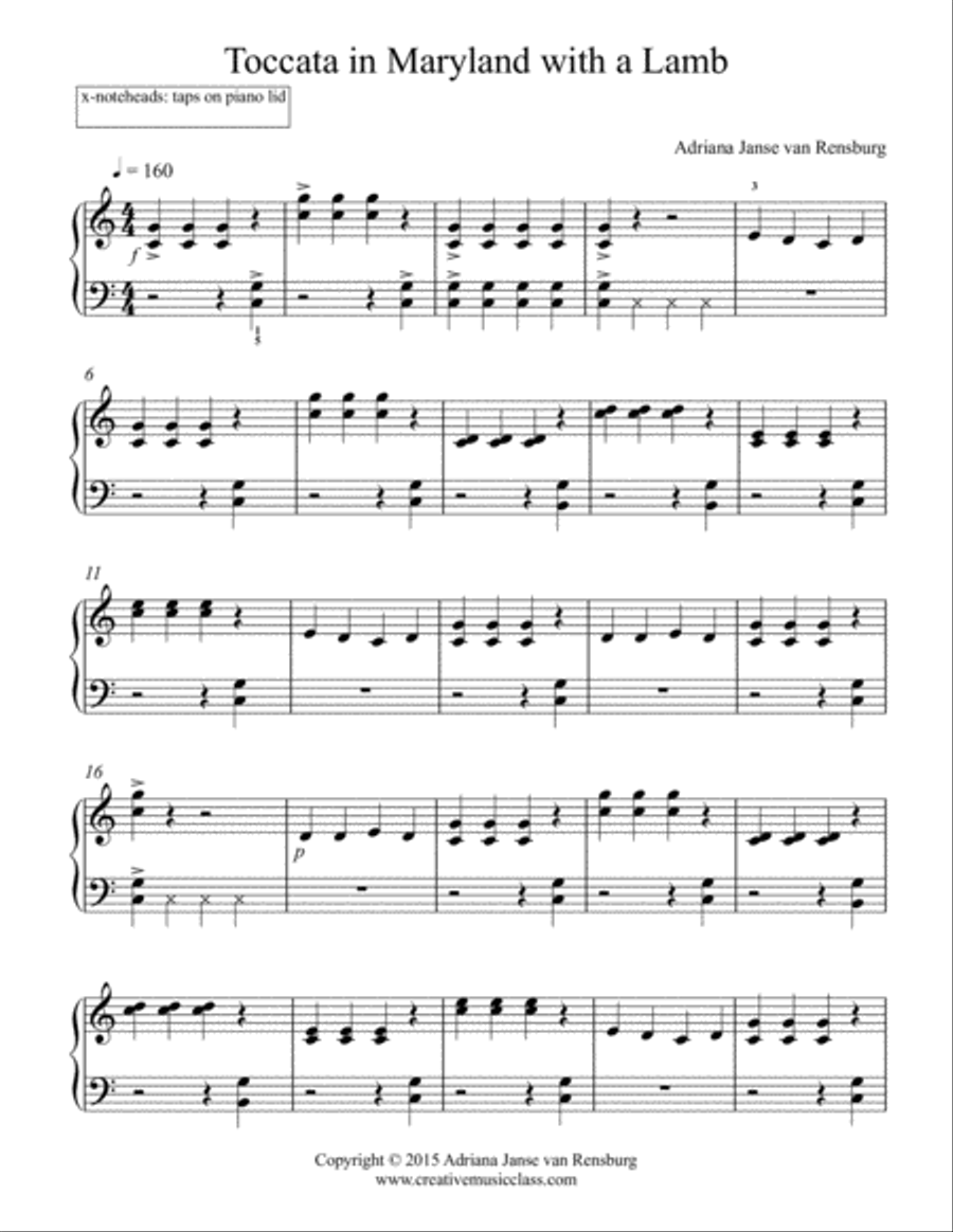 Toccata in Maryland with a Lamb Piano Method scores gallery preview page 1