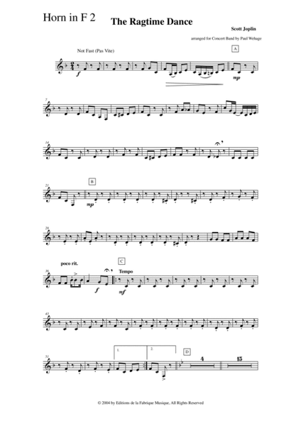 Scott Joplin: The Ragtime Dance, arranged for concert band by Paul Wehage: F horn 2 part