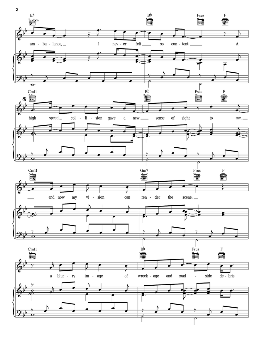 Hospital Flowers Piano, Vocal, Guitar scores gallery preview page 2