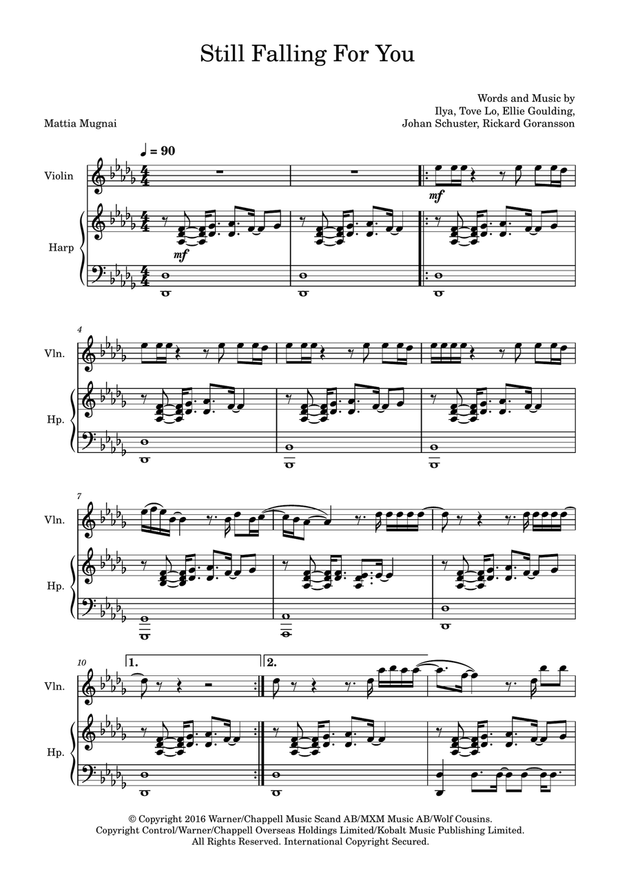 Still Falling For You Violin Solo scores gallery preview page 1