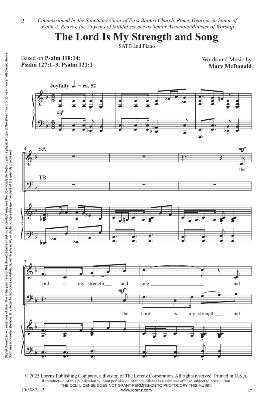 The Lord Is My Strength and Song Choir scores gallery preview page 2
