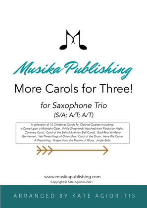 Book cover for More Carols for Three - Saxophone Trio