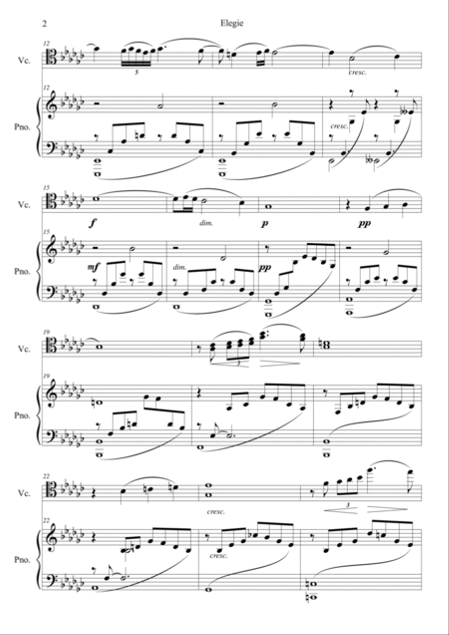 Elegie Op.3 No.1 Piano scores gallery preview page 2