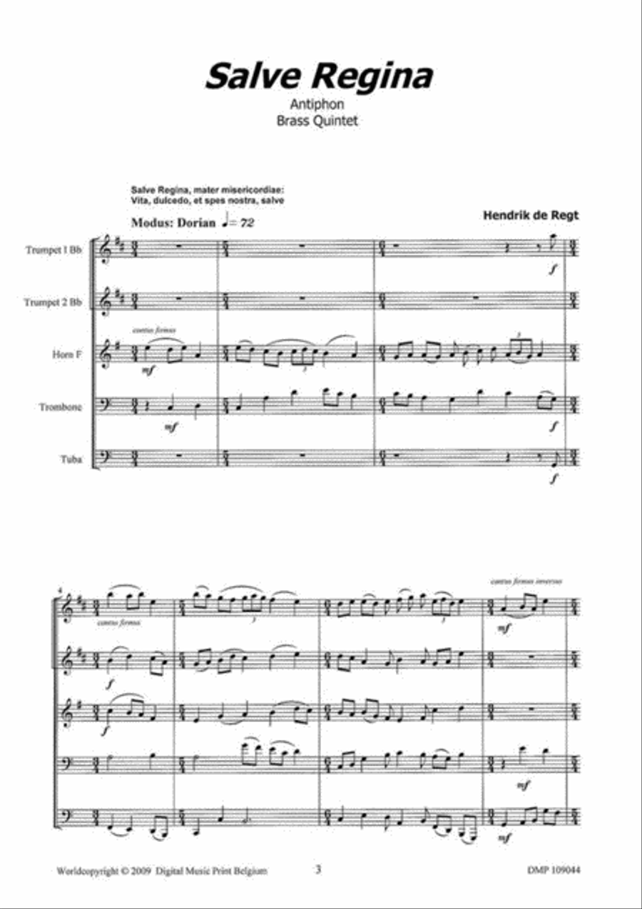 Salve Regina Brass Quintet scores gallery preview page 2
