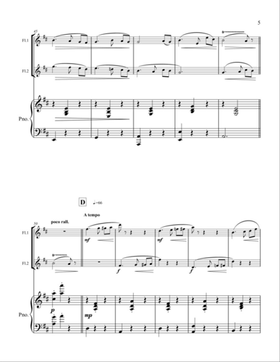 Butterflies for two flutes & piano Flute Duet scores gallery preview page 6