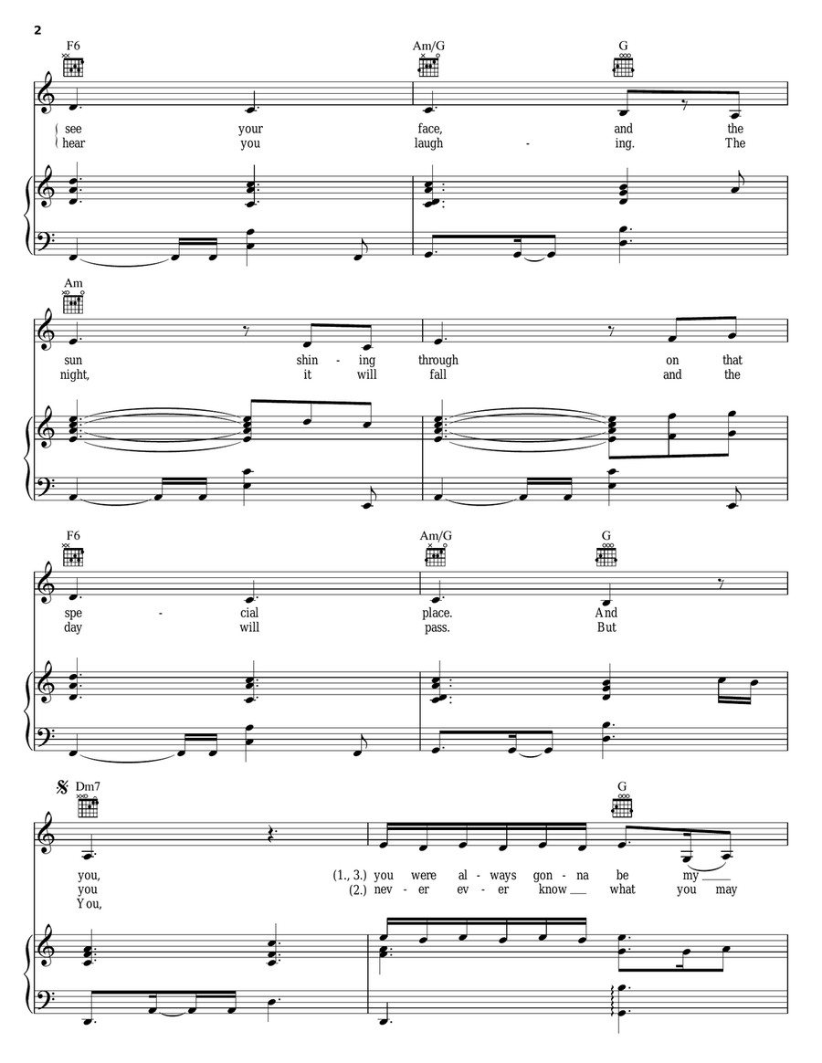A Place For Us Piano, Vocal, Guitar scores gallery preview page 2