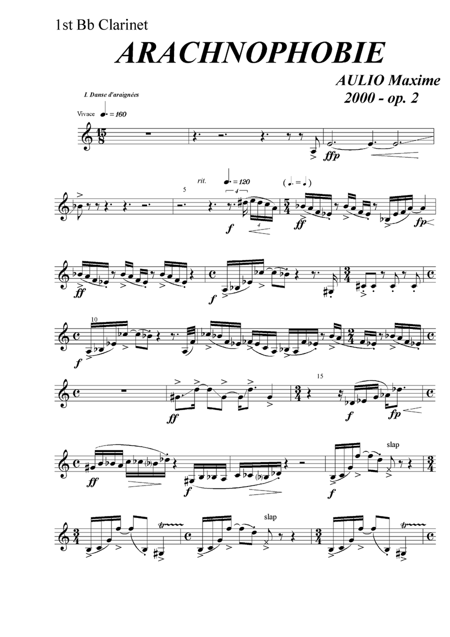 Arachnophobia, for clarinet quartet - set of parts Clarinet Quartet scores gallery preview page 6