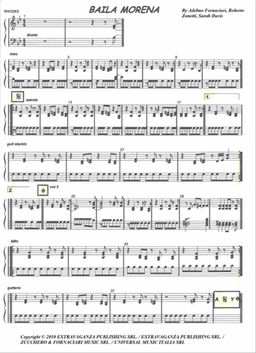 Baila Sexy Thing Piano Solo scores gallery preview page 2
