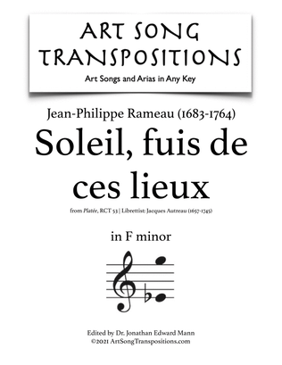 Book cover for RAMEAU: Soleil, fuis de ces lieux (transposed to F minor)