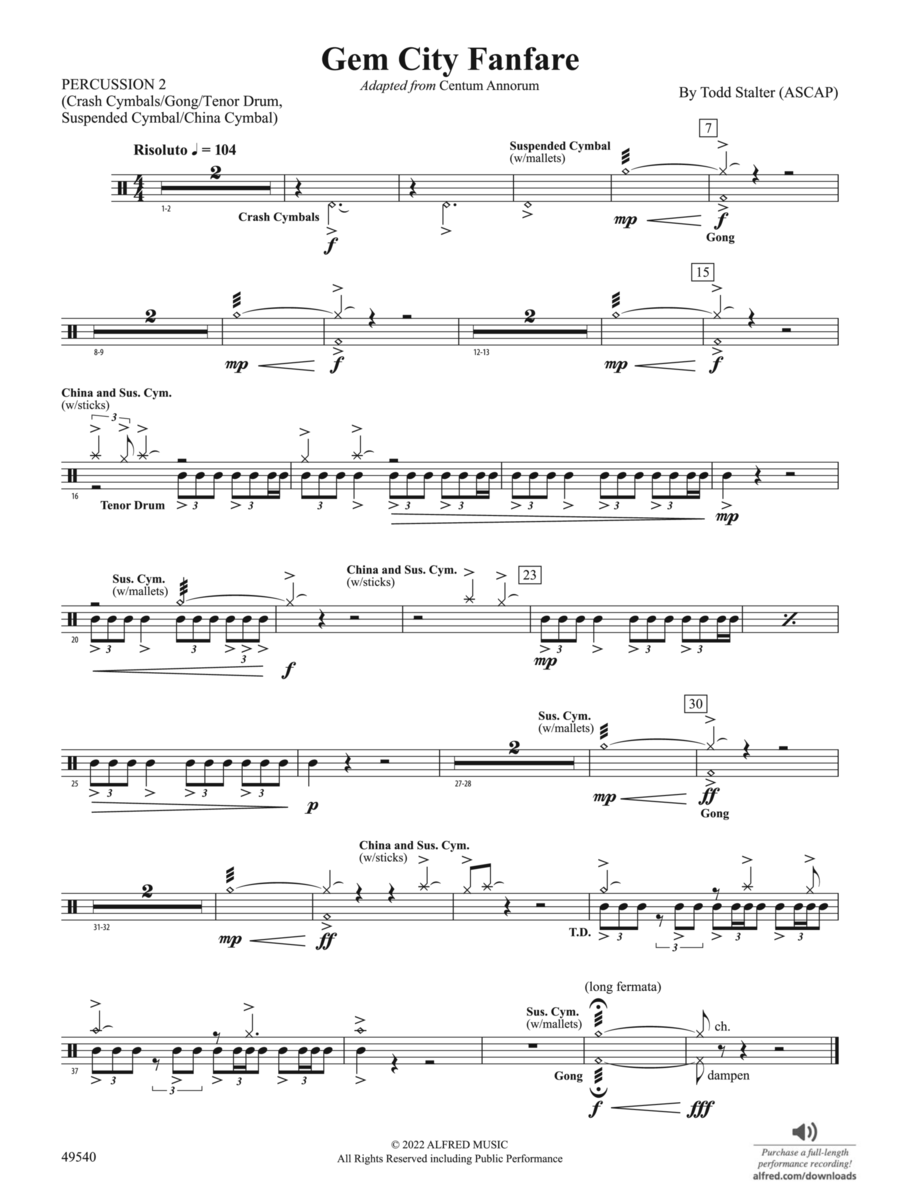 Gem City Fanfare: 2nd Percussion Concert Band scores gallery preview page 1