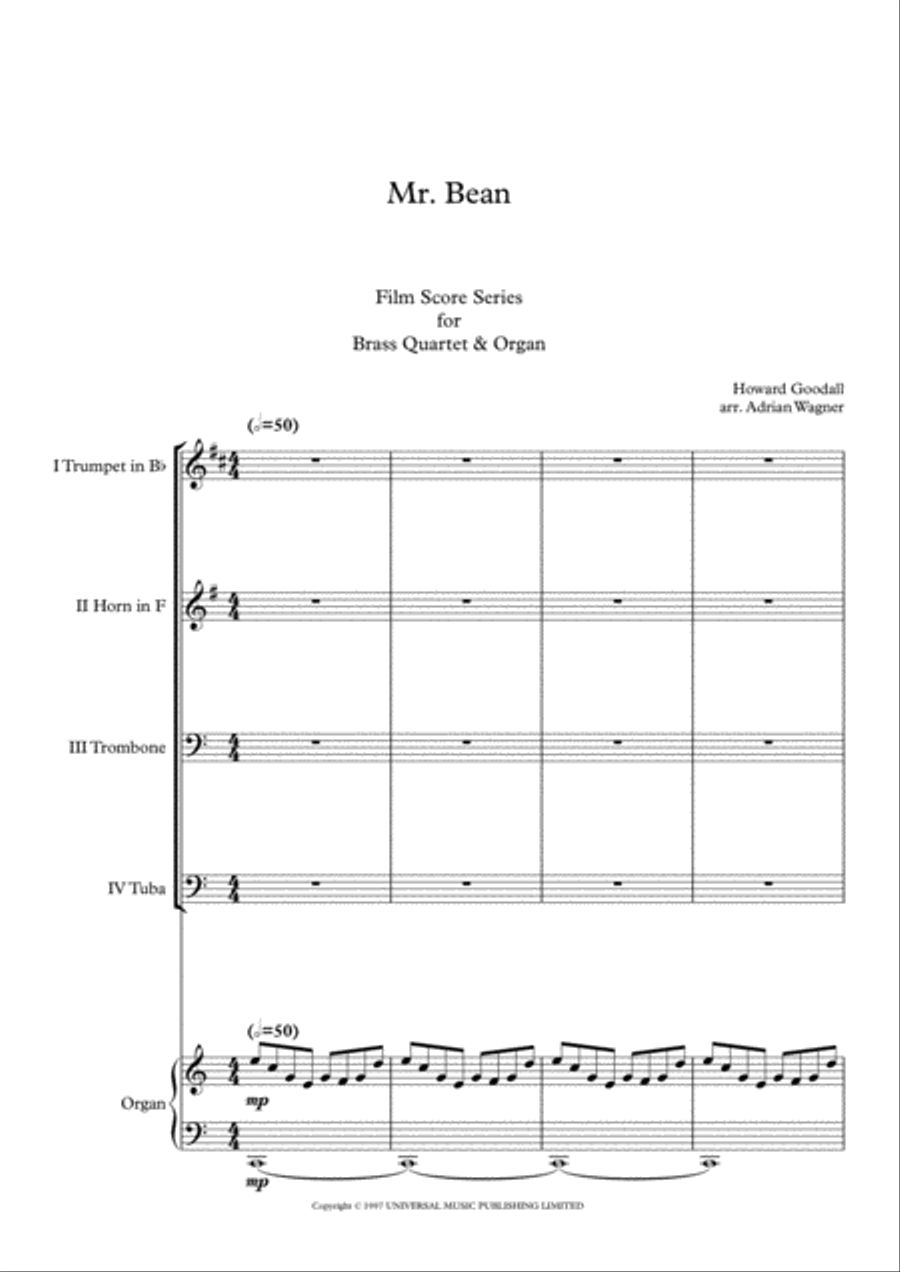 Mr. Bean Animated Series Theme Brass Quartet scores gallery preview page 3