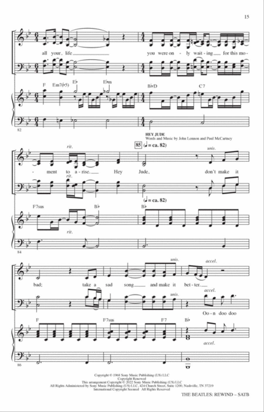 The Beatles: Rewind (Medley) (arr. Mark Brymer) 4-Part scores gallery preview page 14