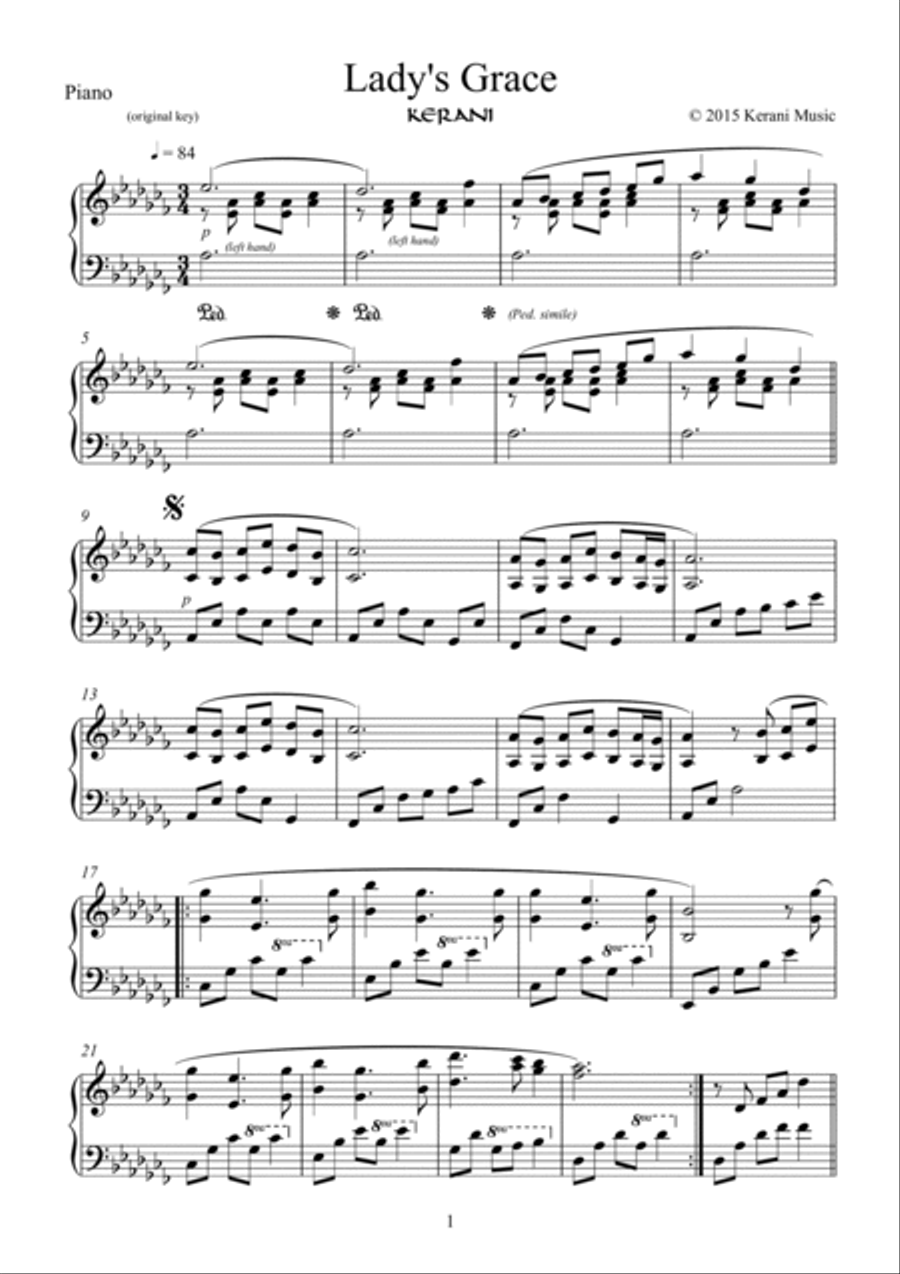 Lady's Grace - (original key) Piano Solo scores gallery preview page 2