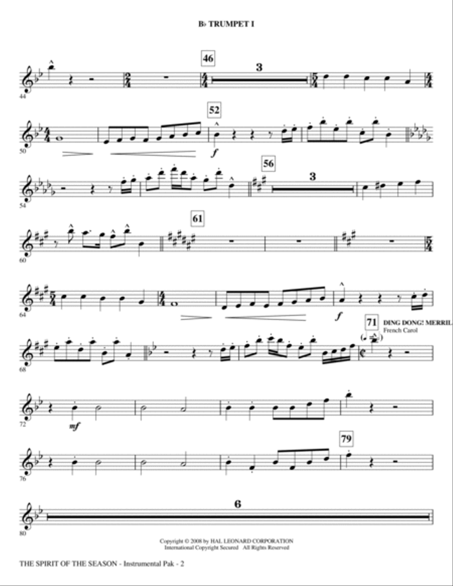 The Spirit Of The Season (Medley) - Trumpet 1 Choir scores gallery preview page 2