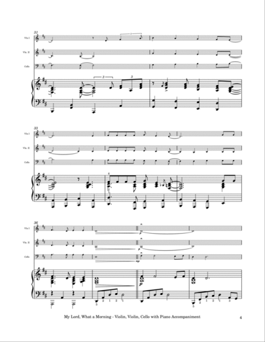 My Lord, What a Morning - Violin, Violin, Cello Trio with Piano Accompaniment String Trio scores gallery preview page 5