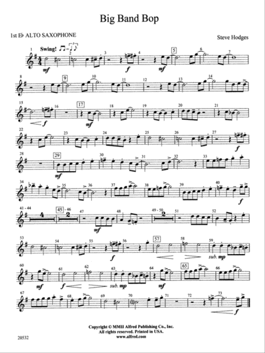 Big Band Bop: E-flat Alto Saxophone Concert Band scores gallery preview page 1