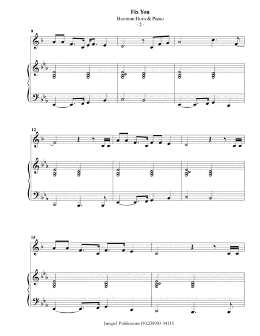 Fix You Baritone Horn TC scores gallery preview page 2