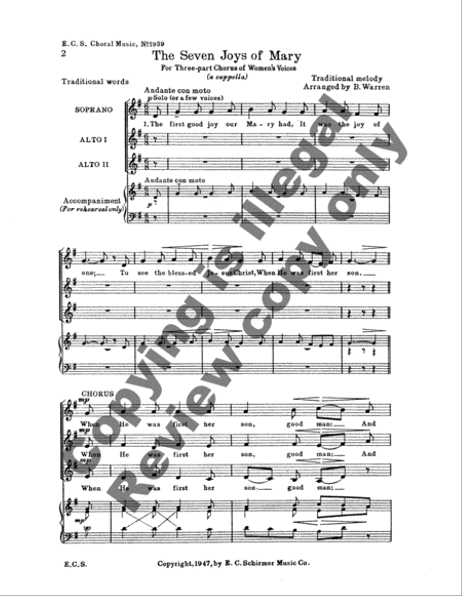 The Seven Joys of Mary The Seven Joys of Mary A Cappella scores gallery preview page 3