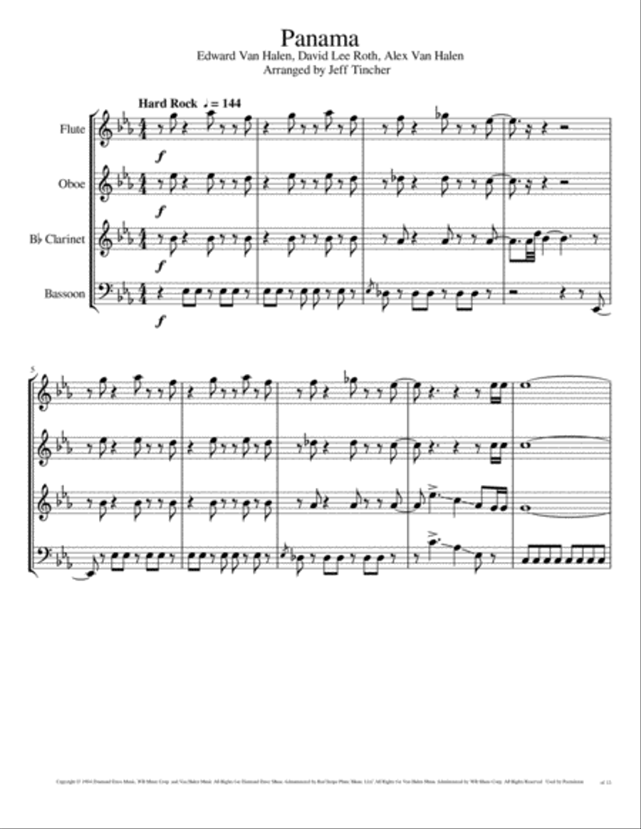 Panama Panama Woodwind Quartet scores gallery preview page 2