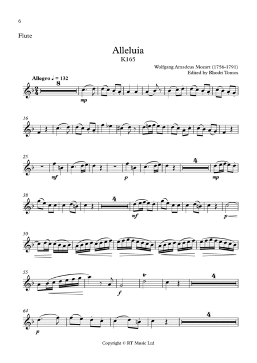 Mozart K165 Allelujah solo trumpet and cornet parts by
