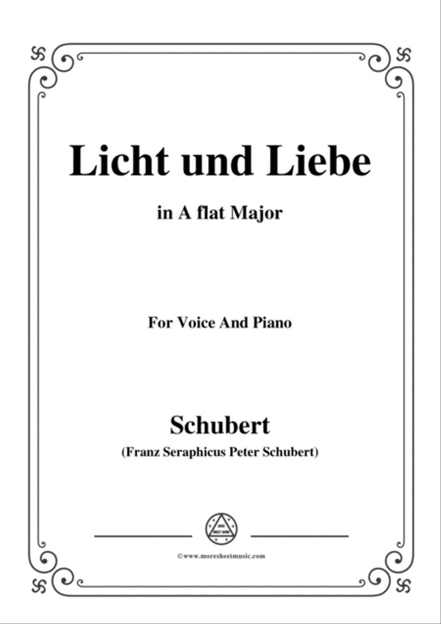 Schubert-Licht und Liebe ( Light and Love),D.352,in A flat Major,for Voice&Piano Voice scores gallery preview page 1