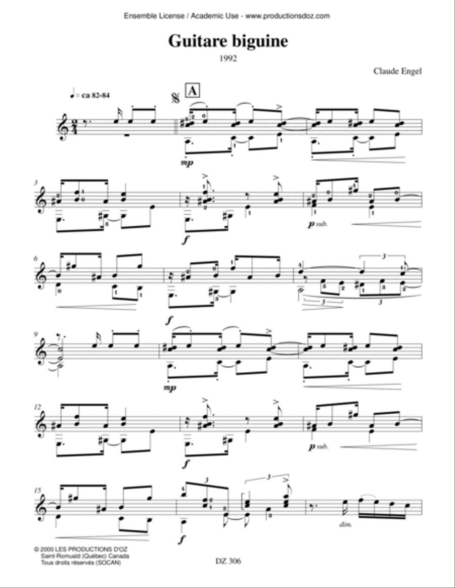 Guitare biguine Classical Guitar scores gallery preview page 3